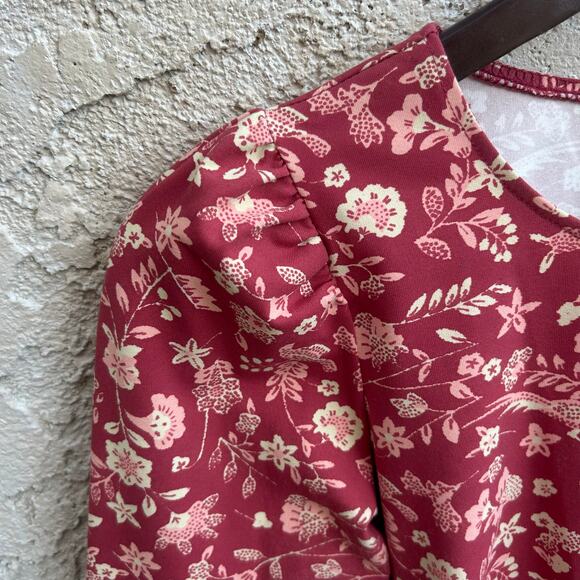 Free People Intimately Floral Backless Tie Back Bodysuit Red Size S - Picture 2 of 4